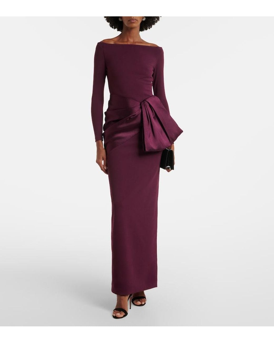 Solace London Purple Kori Satin-Trimmed Gown