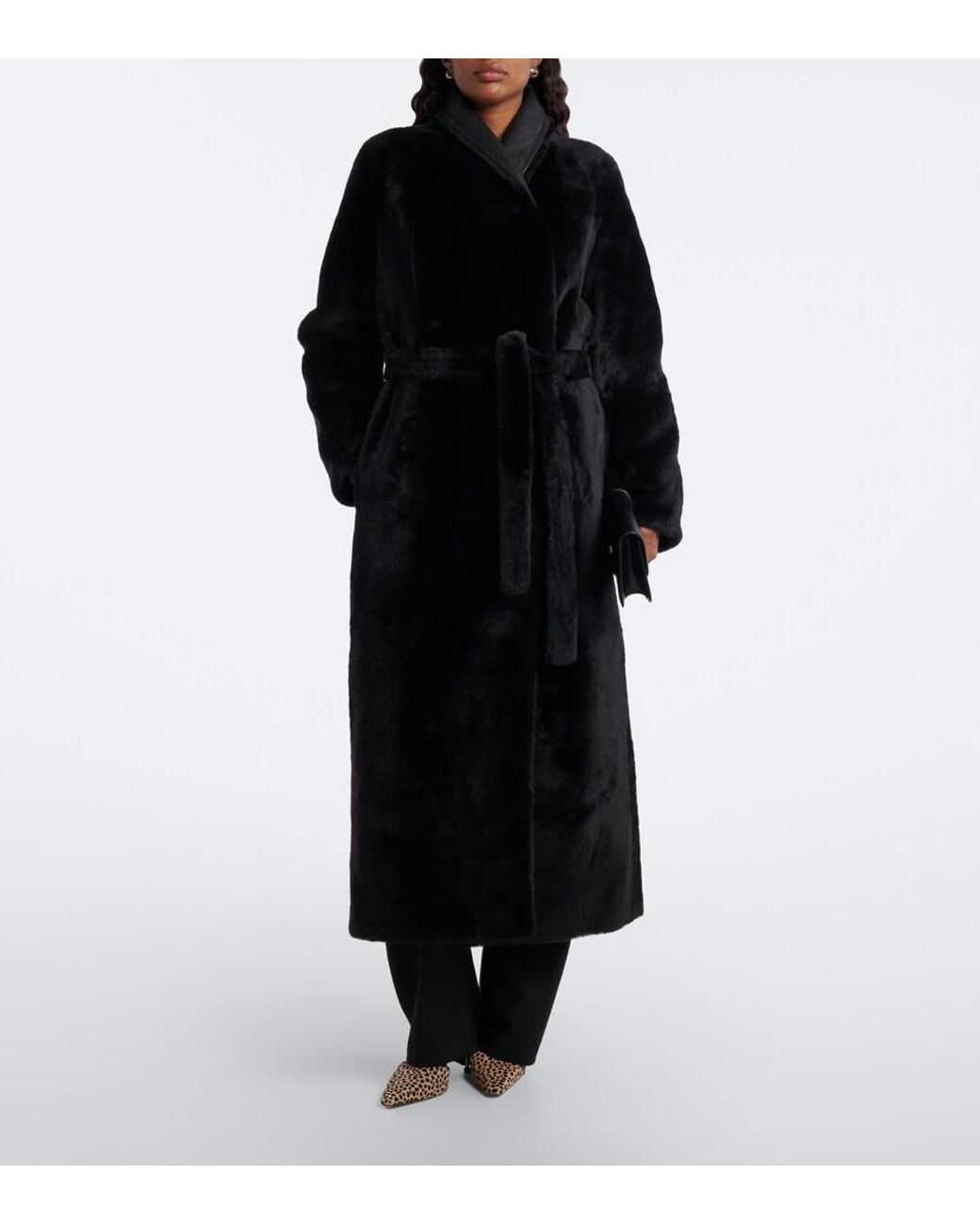 Yves Salomon Black Reversible Shearling And Leather Coat