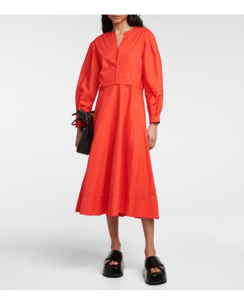 Proenza Schouler Red White Label Cotton Poplin Midi Dress