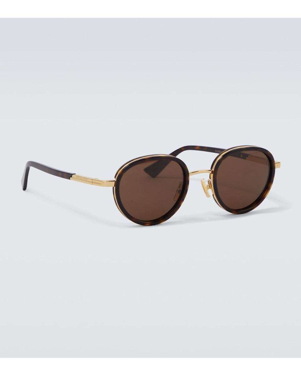 Bottega Veneta Brown Forte Panthos Round Sunglasses for men