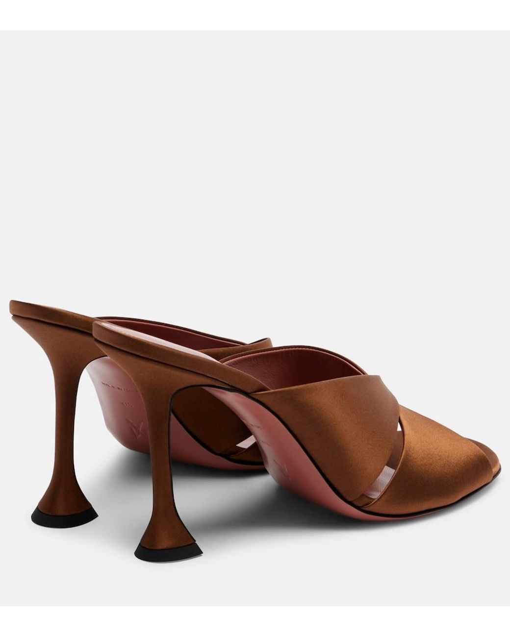 AMINA MUADDI Brown Salma Satin Mules
