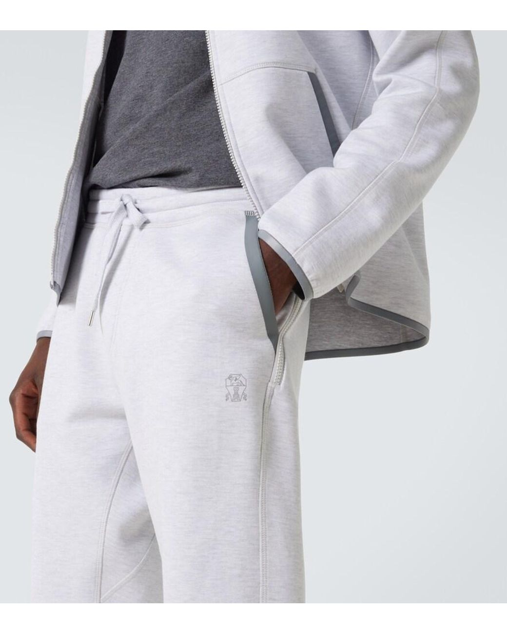 Brunello Cucinelli White Cotton-Blend Jersey Sweatpants for men