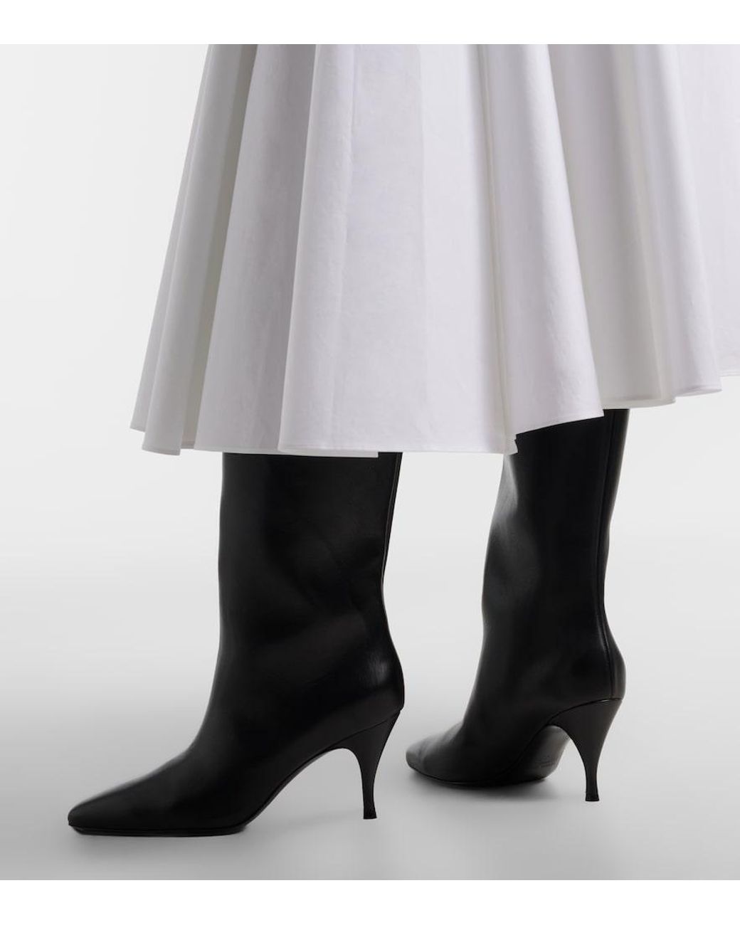 Herbert Levine Black Silhouette Leather Knee-High Boots