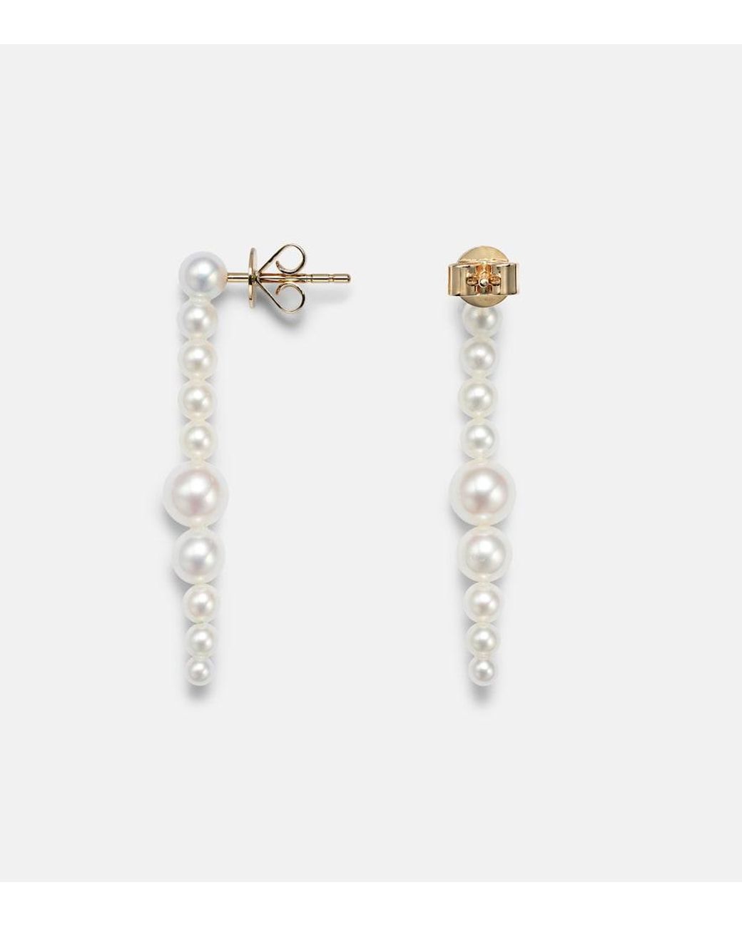 Sophie Bille Brahe White Sienna Moon 14Kt Drop Earrings With Pearls