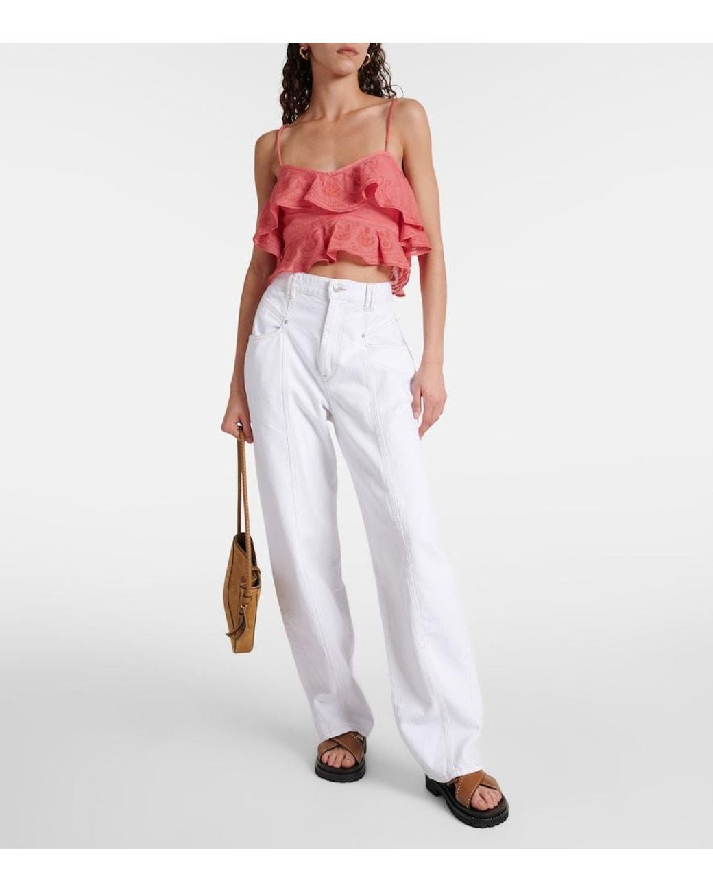 Isabel Marant Red Eliani Ruffled Top