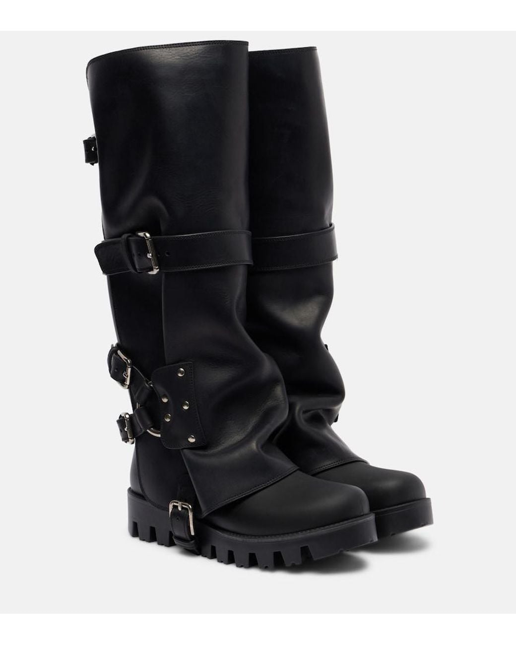 Dolce & Gabbana Black Leather Biker Boots