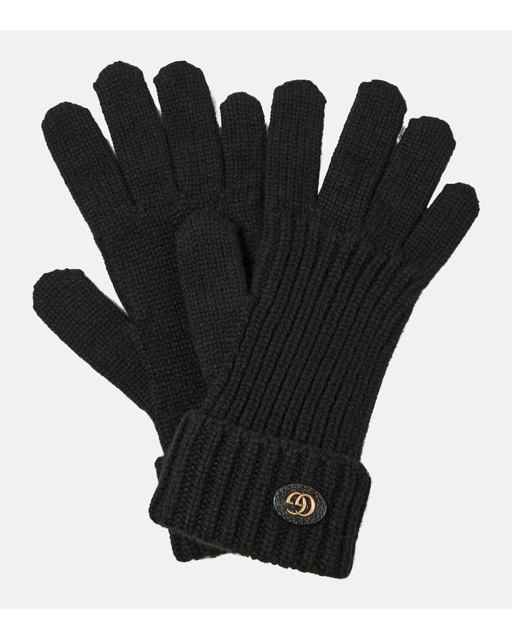 Gucci Black Double G Wool And Cashmere Gloves