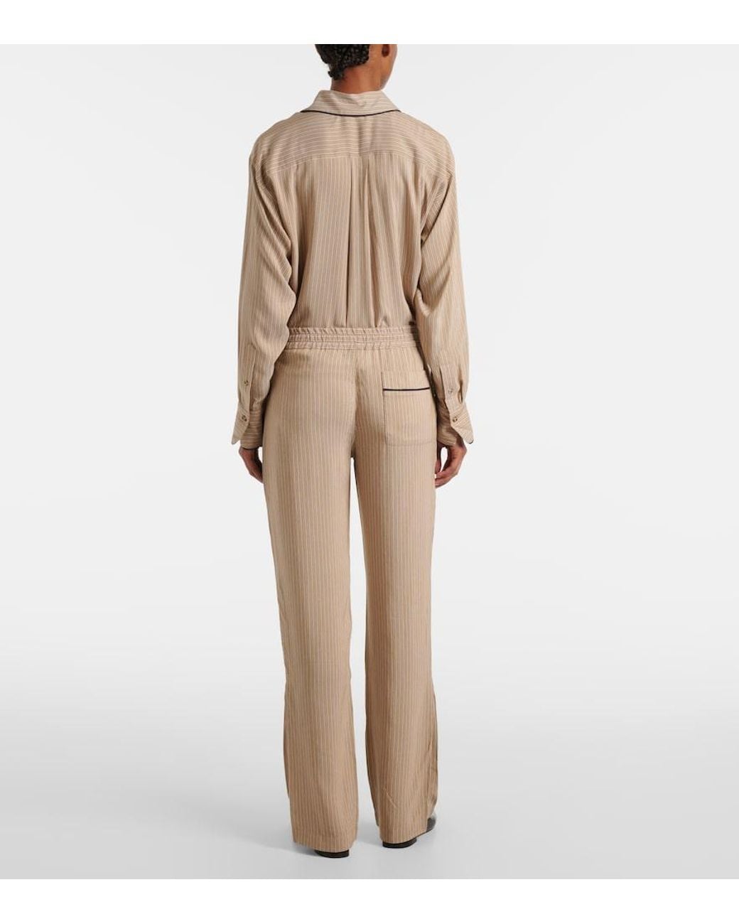 Victoria Beckham Natural Striped Pajama Pants