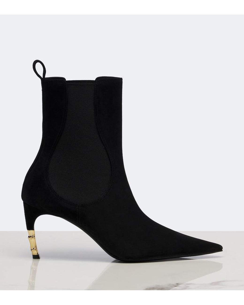 Gucci Black Embellished Suede Ankle Boots