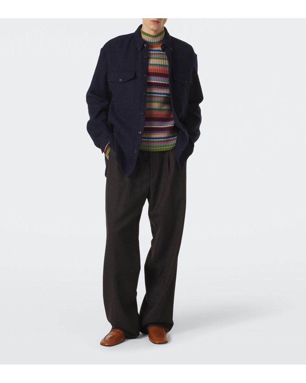 Dries Van Noten Blue Wool Overshirt for men