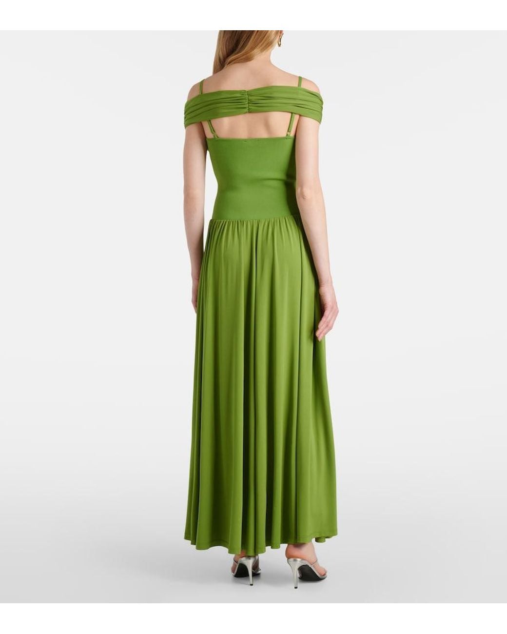 Jonathan Simkhai Green Amarantha Draped Jersey Midi Dress