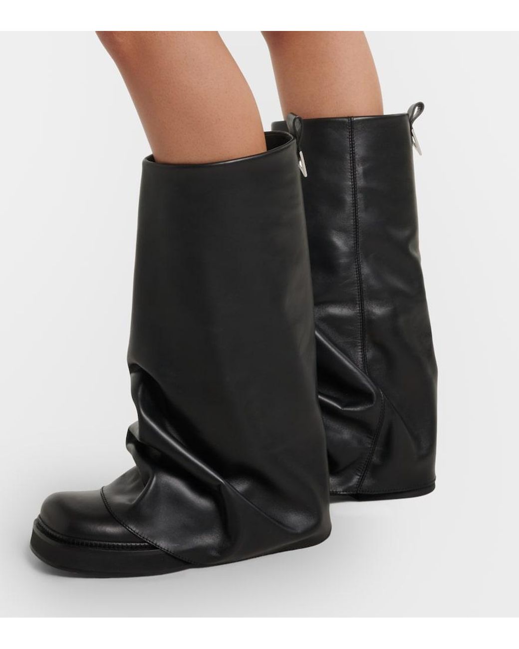 The Attico Black Robin Leather Combat Boots