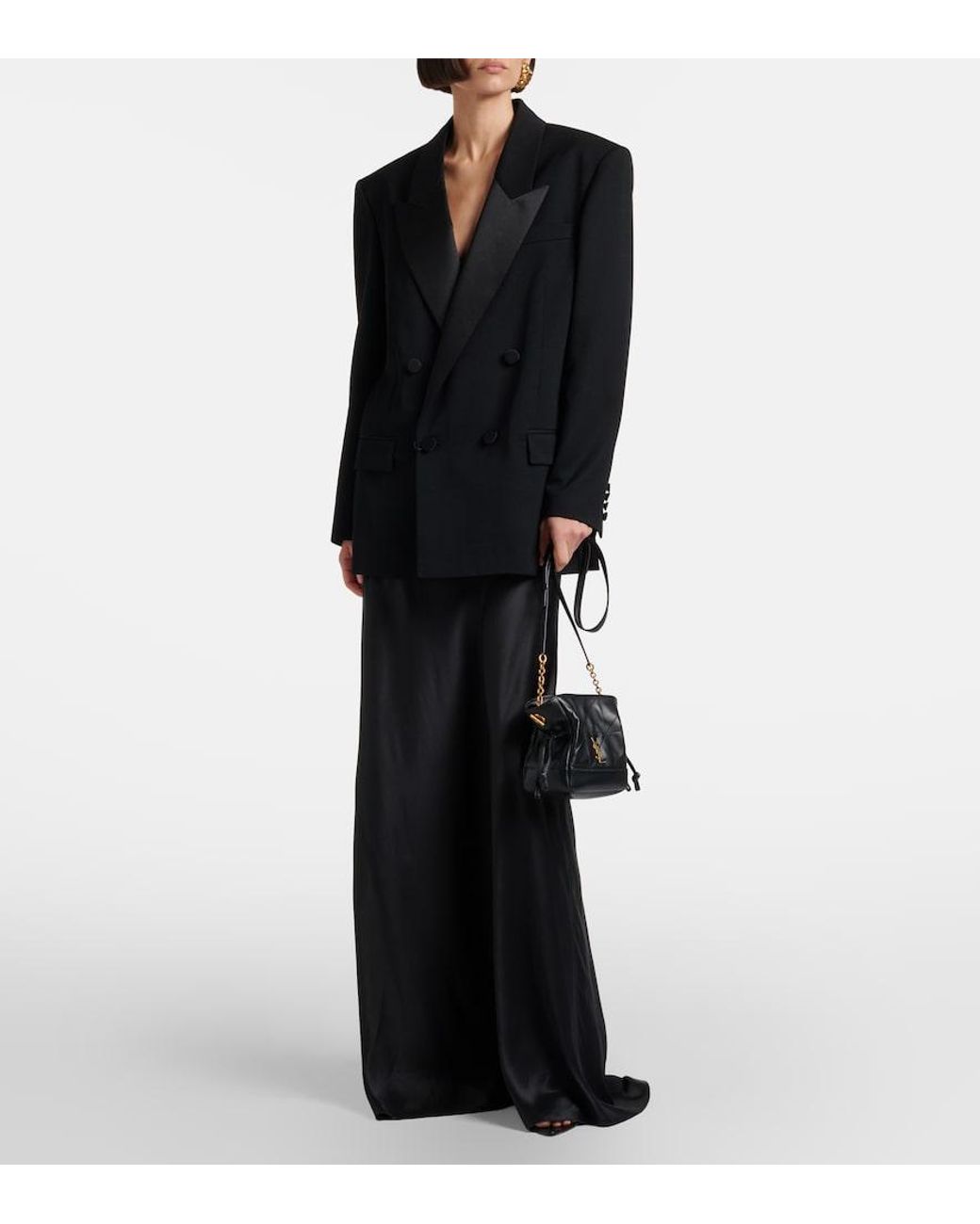 Saint Laurent Black Double-Breasted Wool Blazer