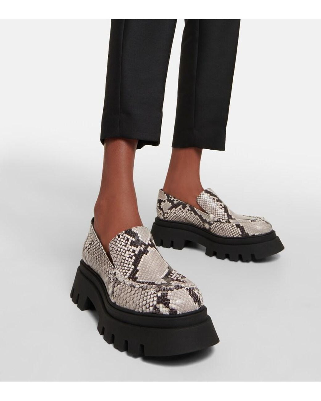 Dorothee Schumacher Black Printed Leather Platform Loafers