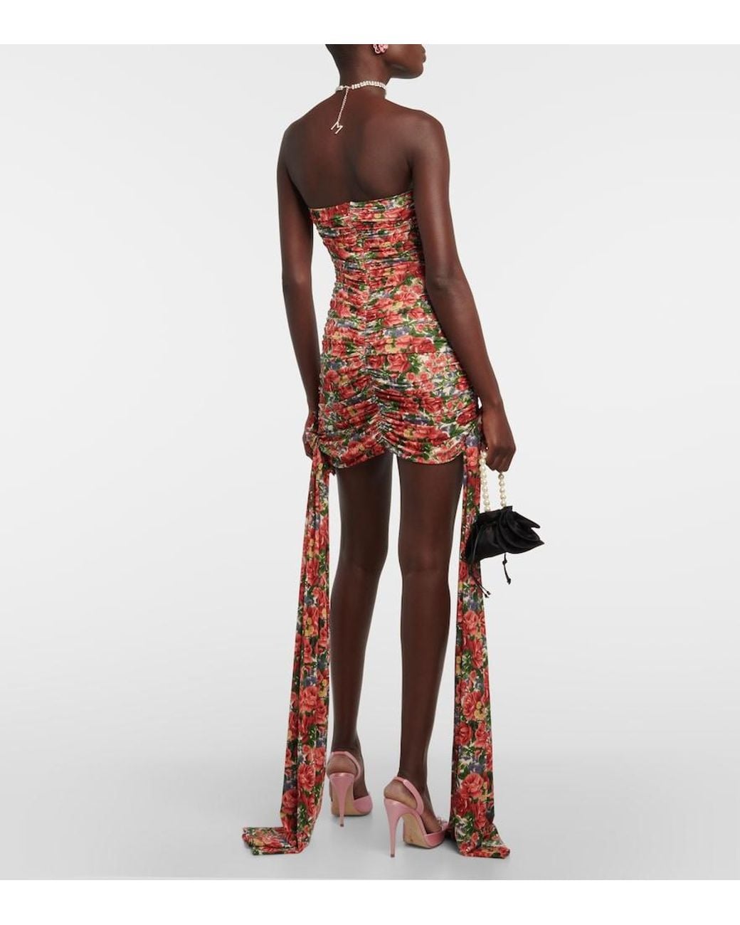 Magda Butrym Red Floral Ruched Minidress