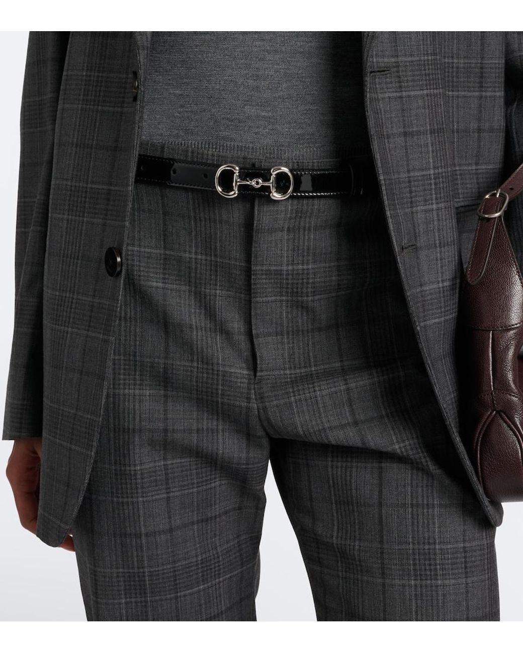 Gucci Black Horsebit Patent Leather Belt