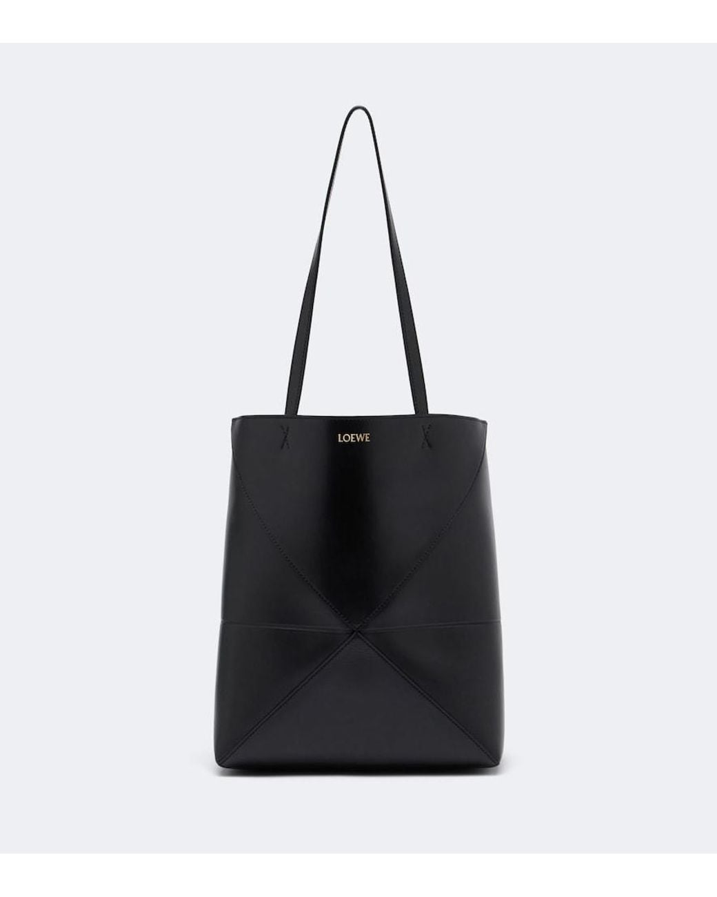 Loewe Black Puzzle Fold Medium Leather Tote Bag
