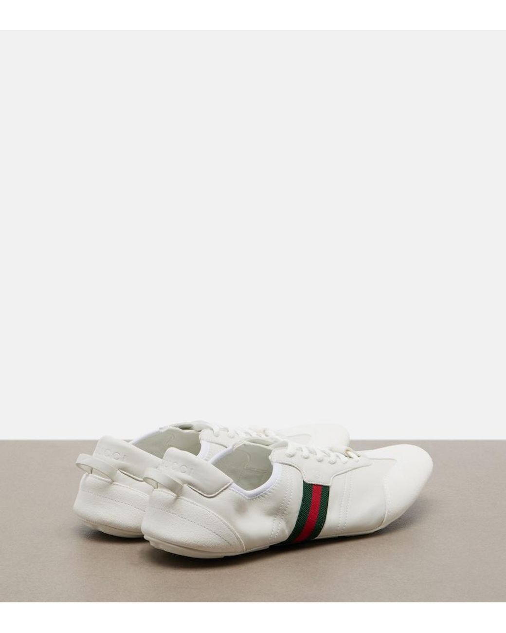 Gucci White Flex Suede And Leather Sneakers