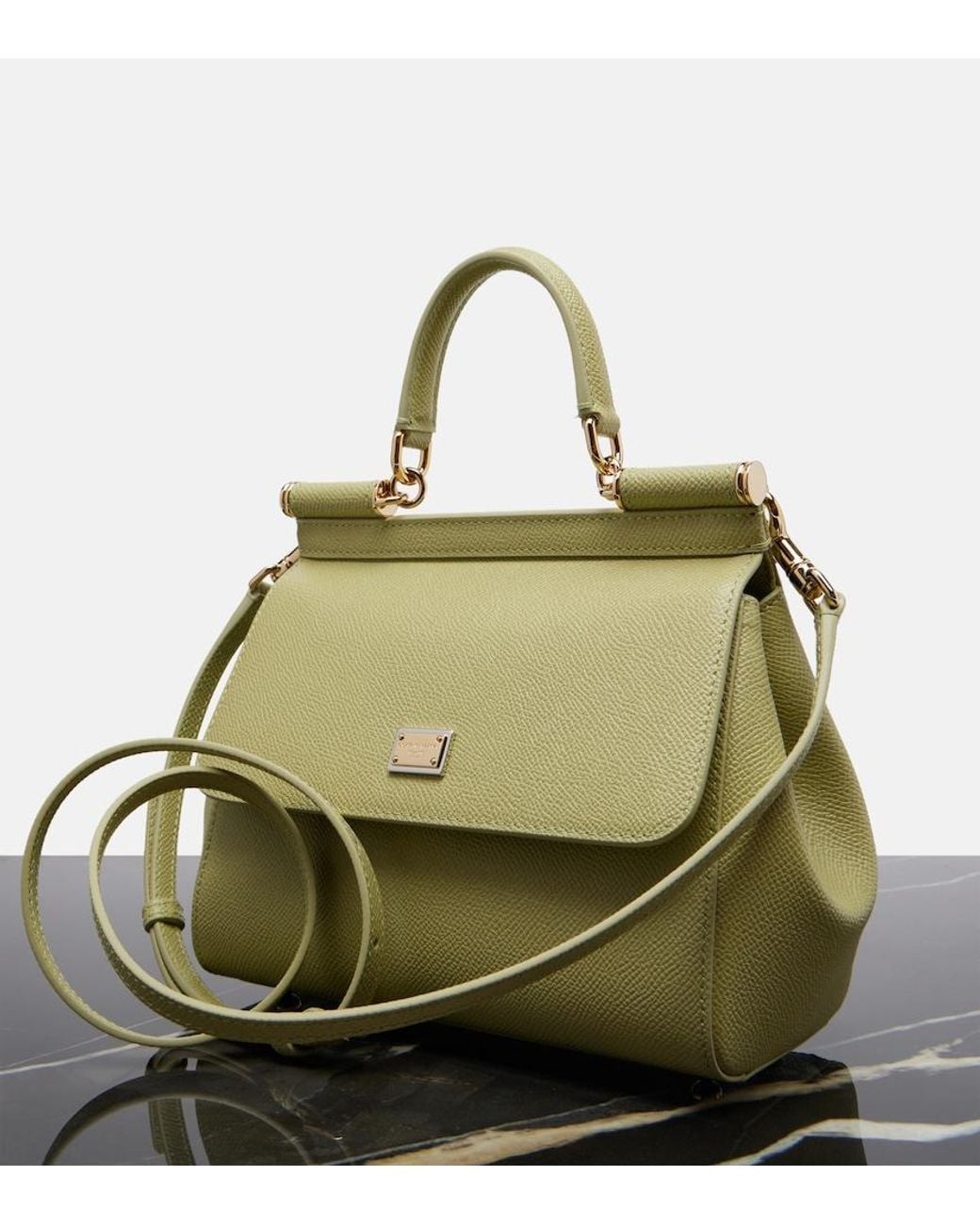 Dolce & Gabbana Metallic Sicily Small Leather Top-Handle Bag