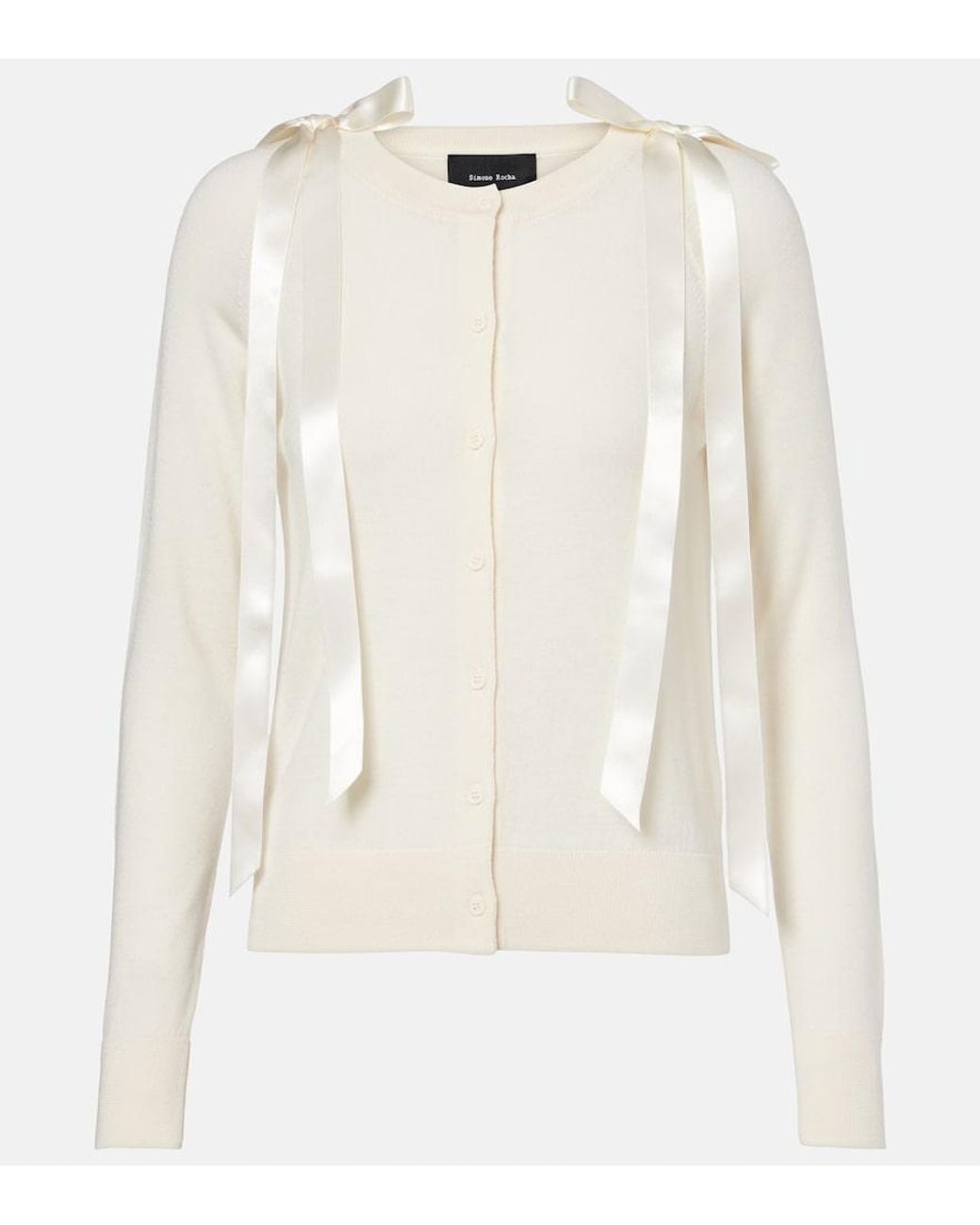 Simone Rocha White Wool And Silk Cardigan
