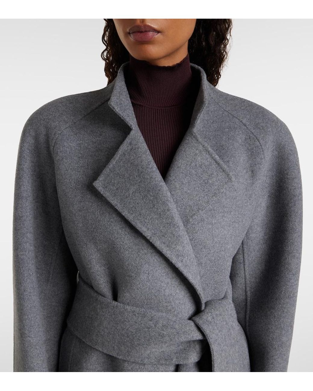 Khaite Gray Deena Wool Wrap Coat