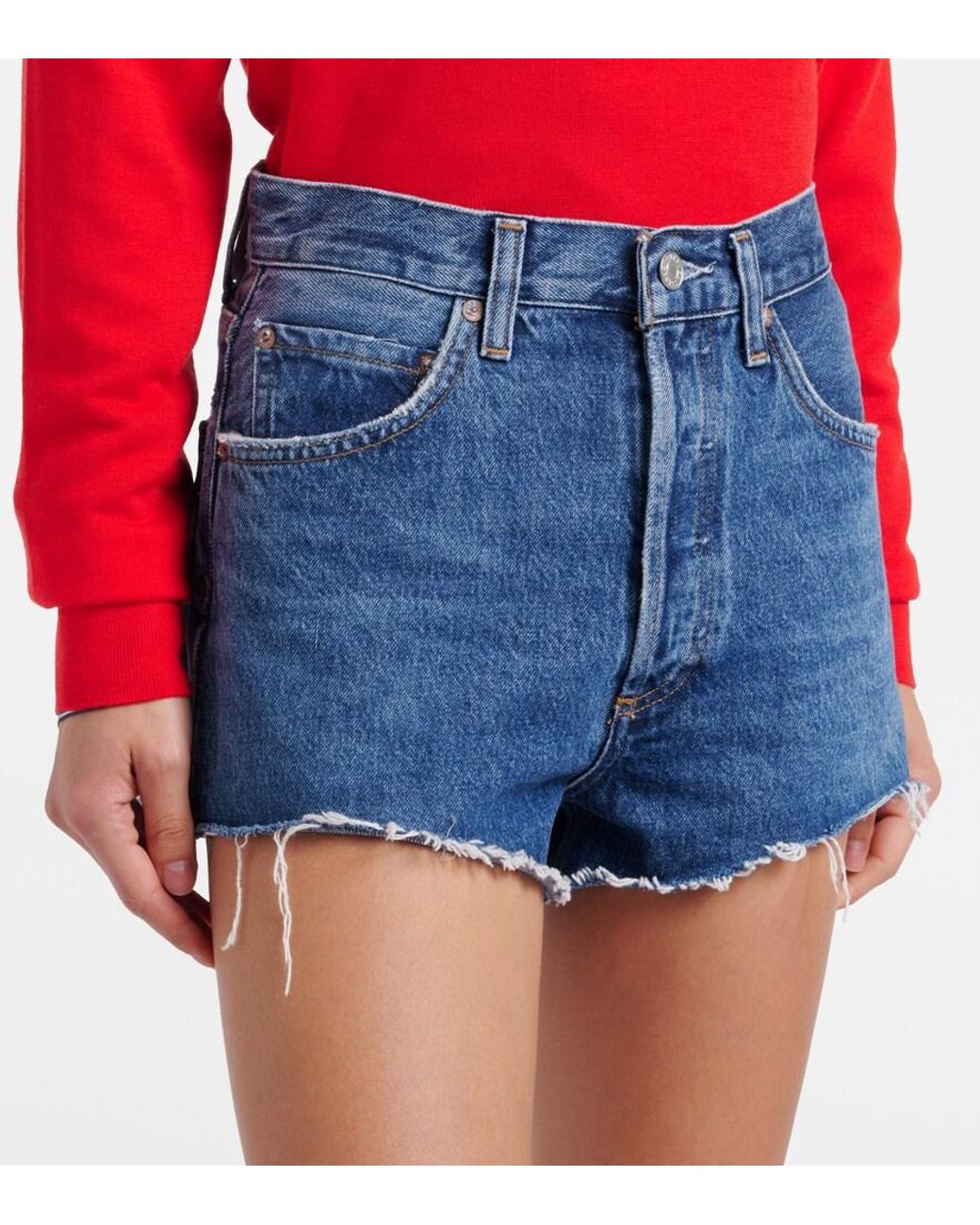 Agolde Blue Ridley Denim Shorts