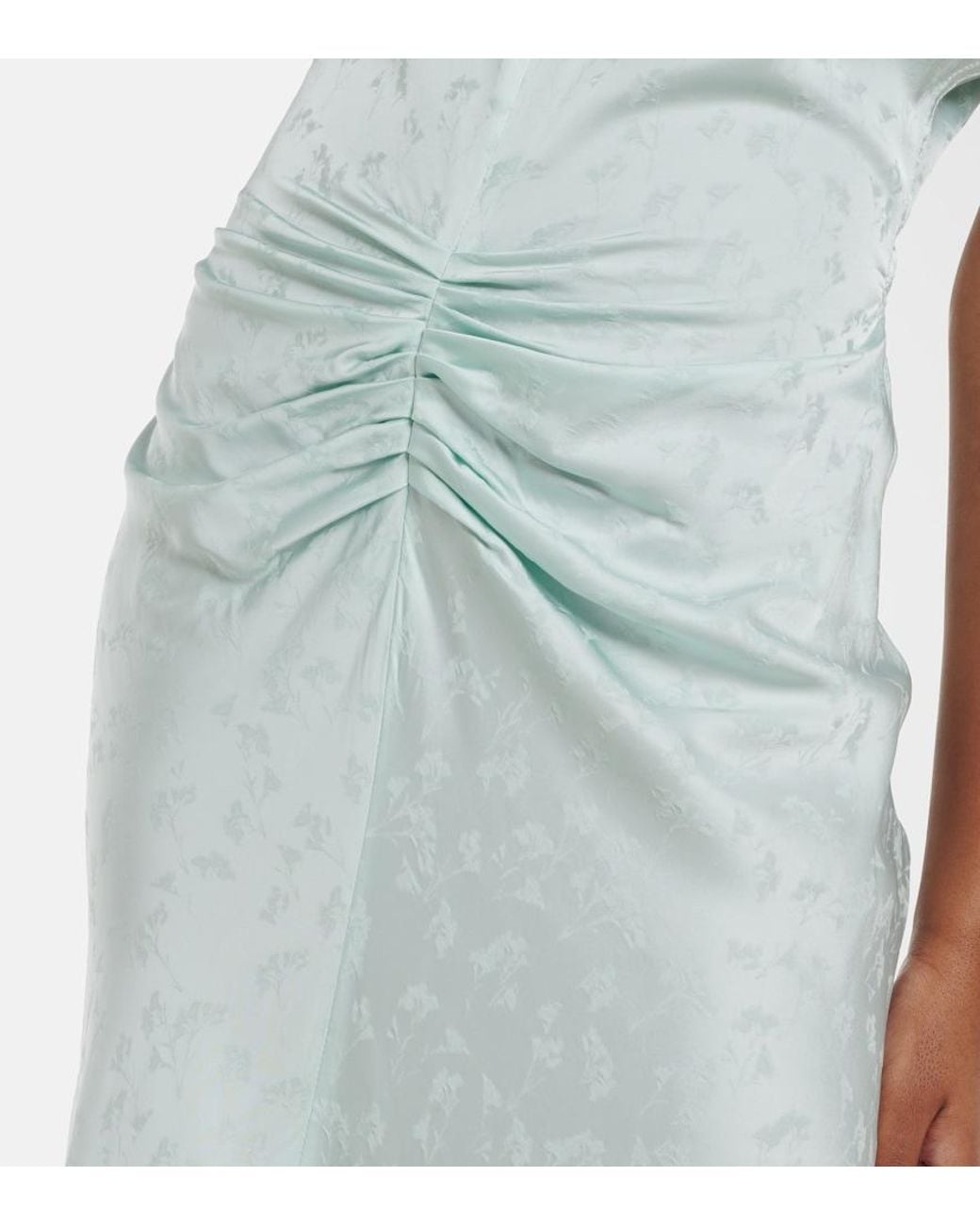 Victoria Beckham Green Gathered Jacquard Midi Dress