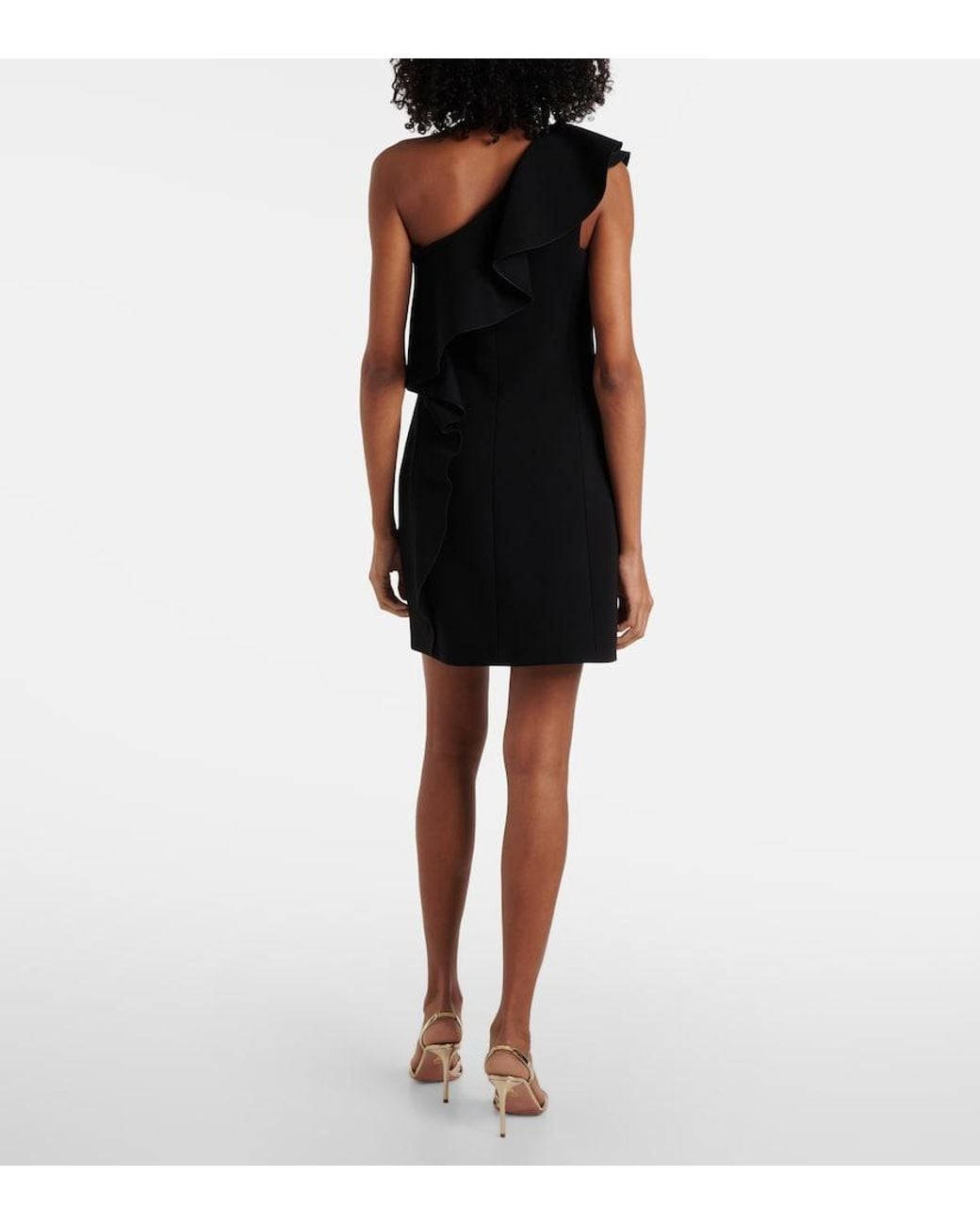 Max Mara Black Giacomo Ruffled Sable Minidress