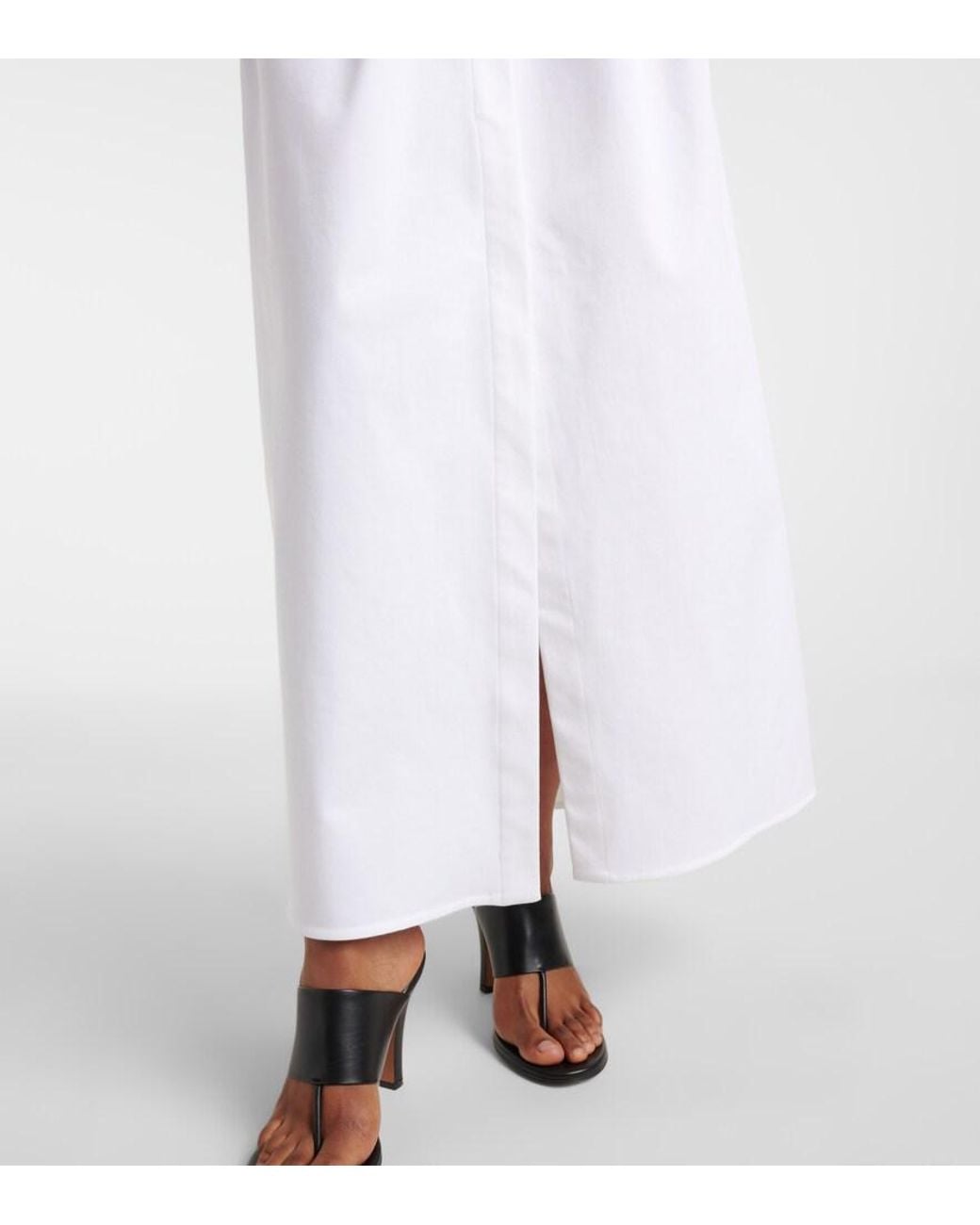 Max Mara White Cotton-Blend Gabardine Maxi Skirt