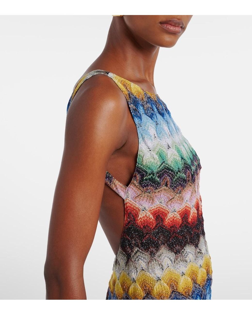 Missoni White Open-Back Lame Maxi Dress