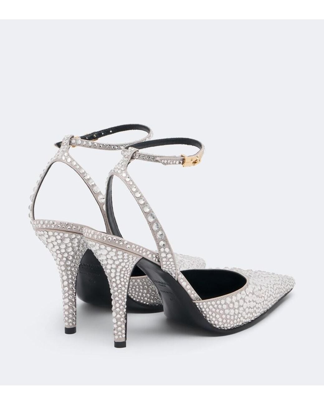 Balmain White Crystal-Embellished Slingback Pumps
