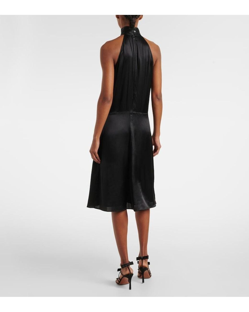 Nina Ricci Black Gathered Halterneck Satin Minidress