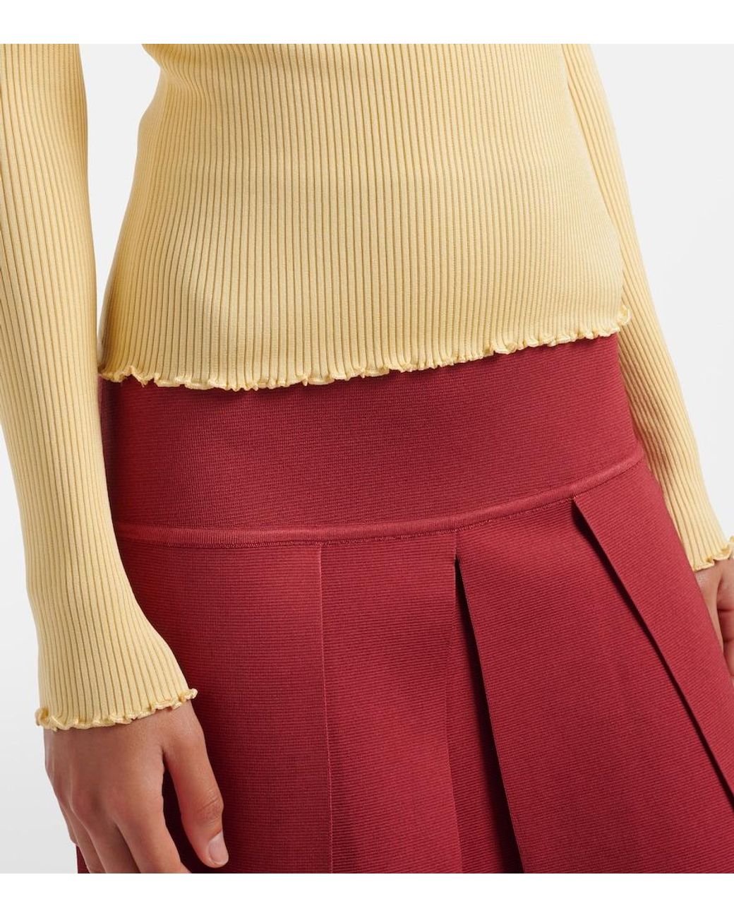 Alaïa Yellow Ribbed-Knit Silk-Blend Top