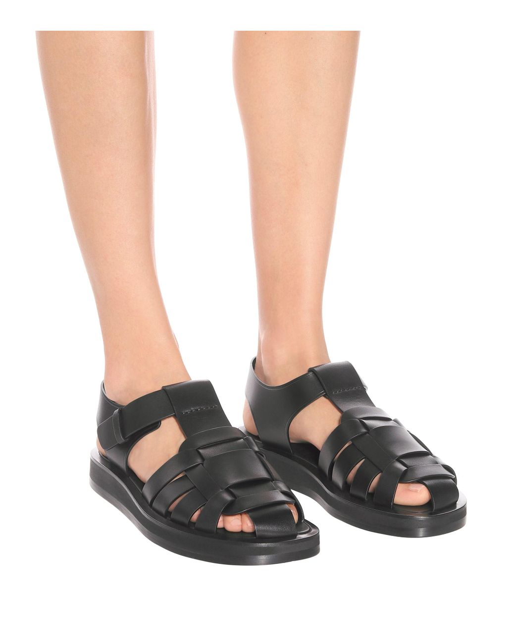 The Row Gaia 2 Leather Sandals in Black | Lyst