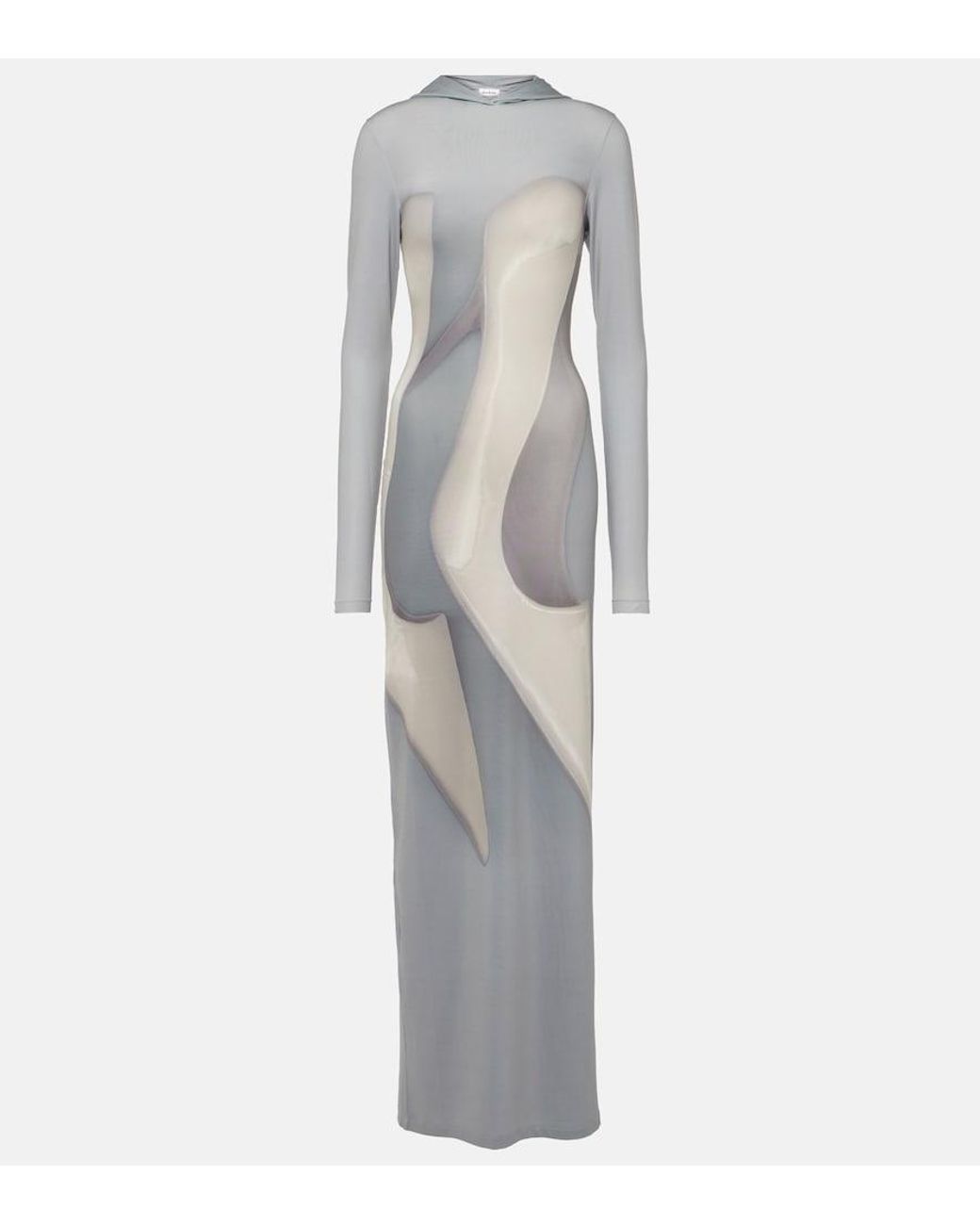 Acne Gray Printed Jersey Maxi Dress