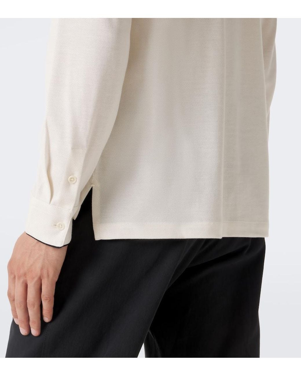 Tom Ford White Silk And Cotton Pique Polo Shirt for men