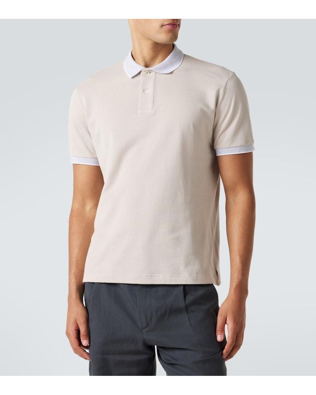 Eleventy White Cotton Pique Polo Shirt for men
