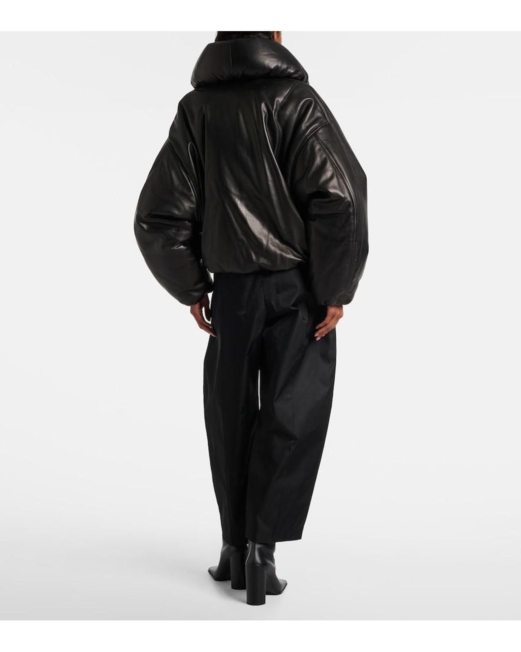 Alaïa Black Leather Bomber Jacket