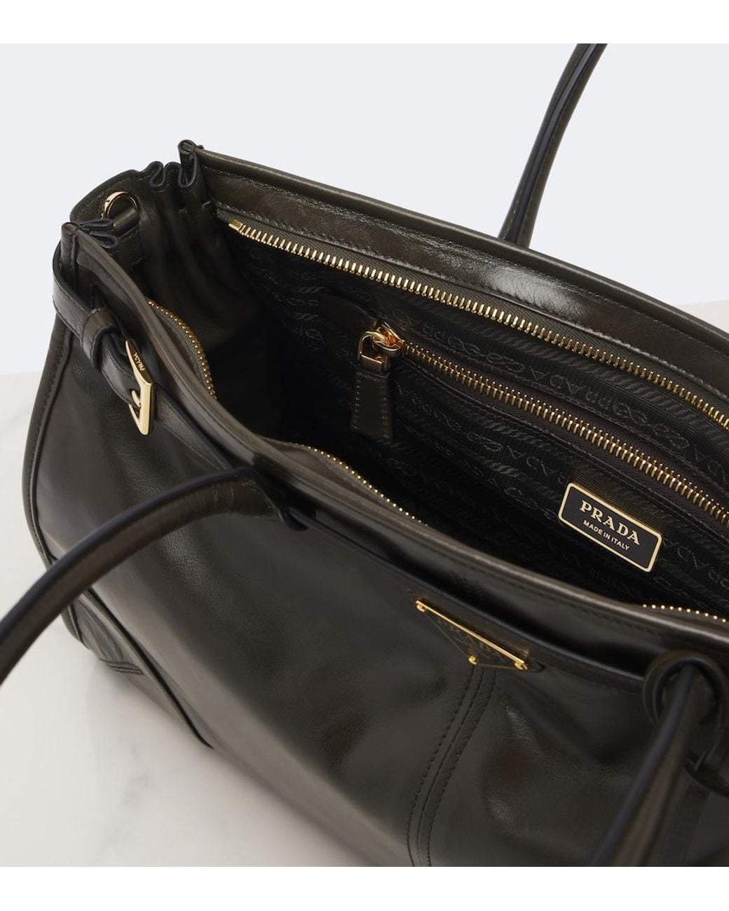 Prada Black Bonnie Large Leather Shoulder Bag