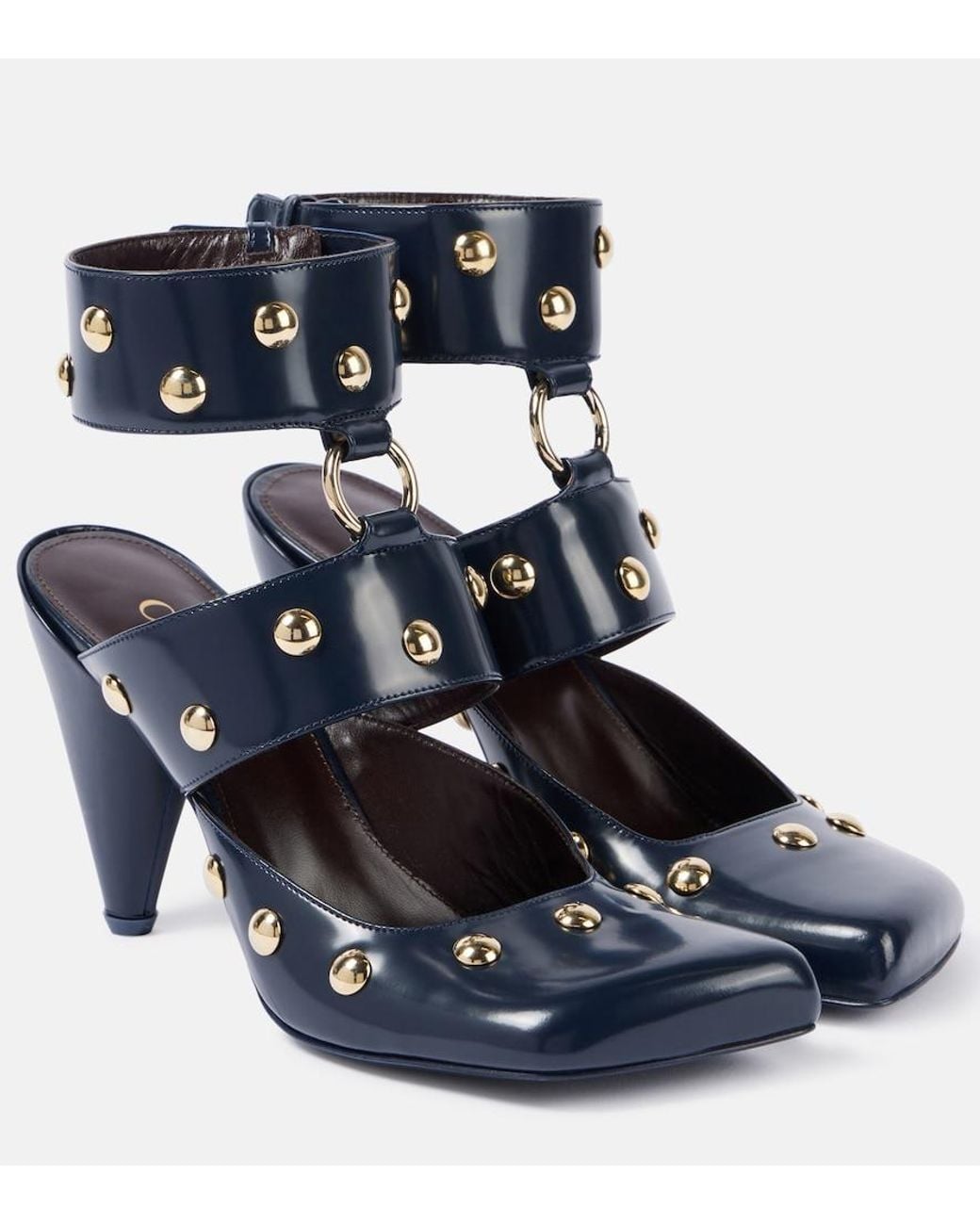 Chloé Blue Jade Studded Leather Pumps