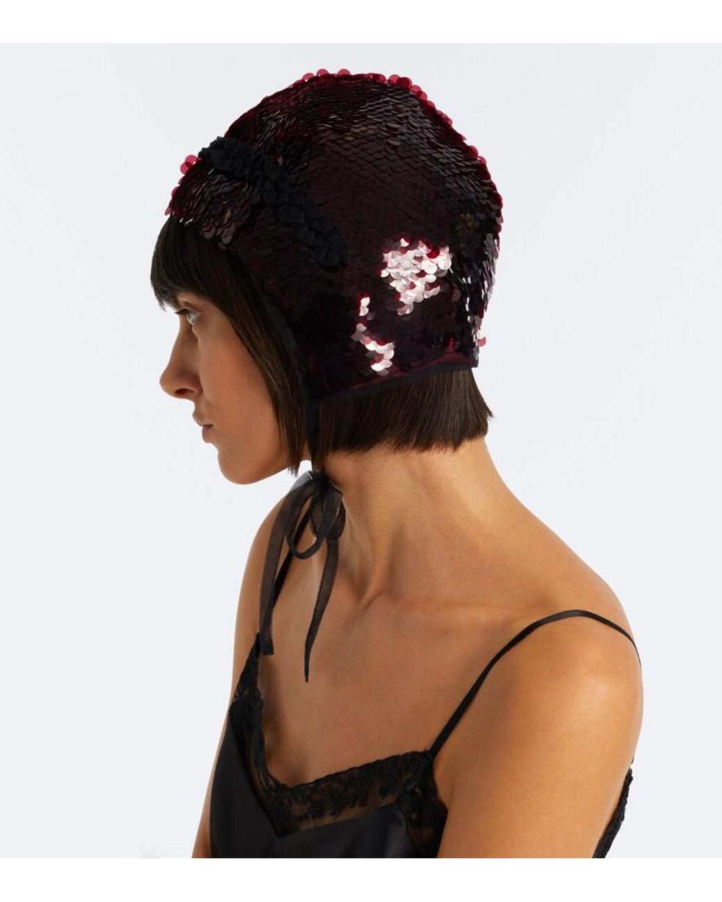 Simone Rocha Red Sequined Tulle-Trimmed Hood