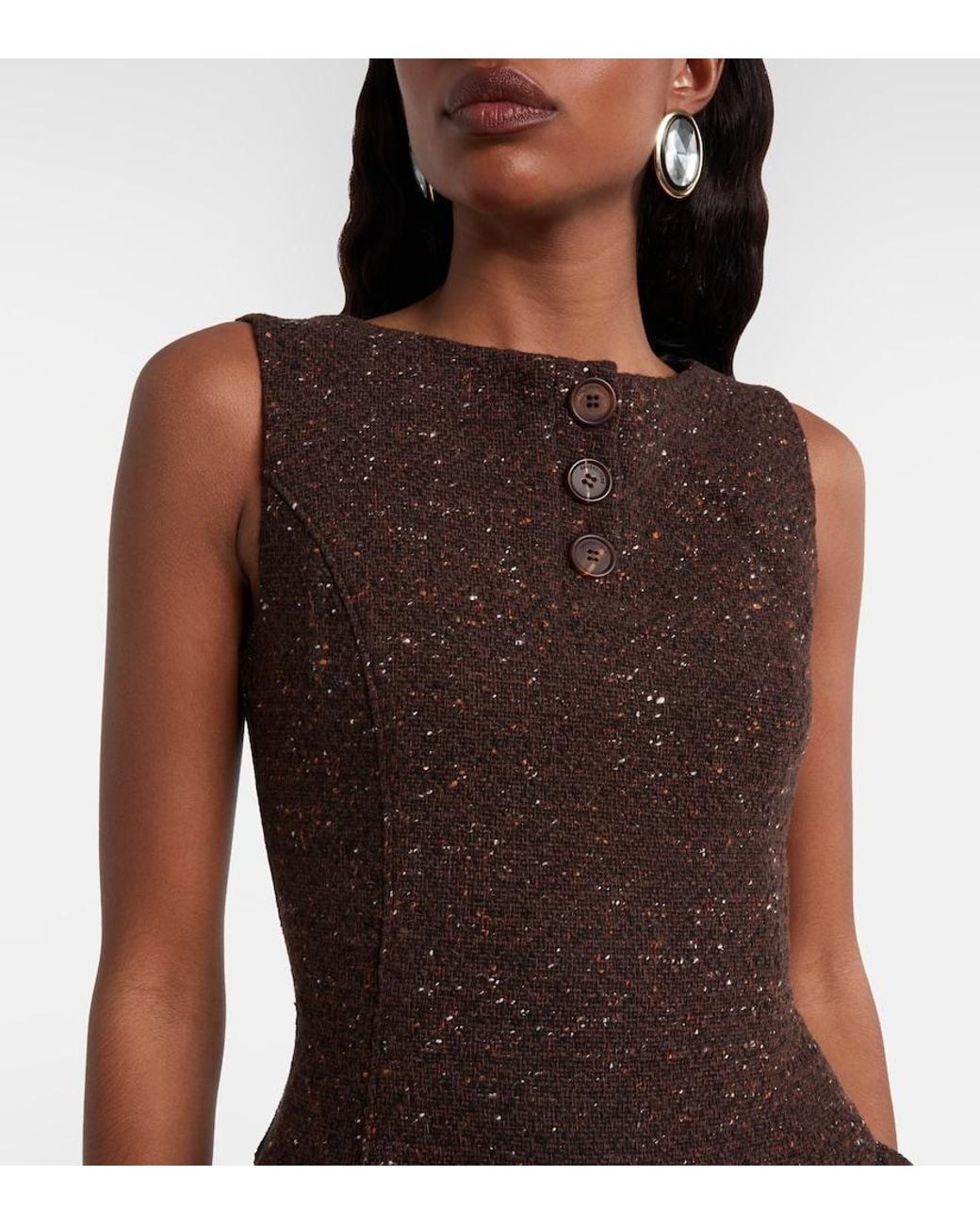 ShuShu/Tong Brown Knitted Wool-Blend Minidress