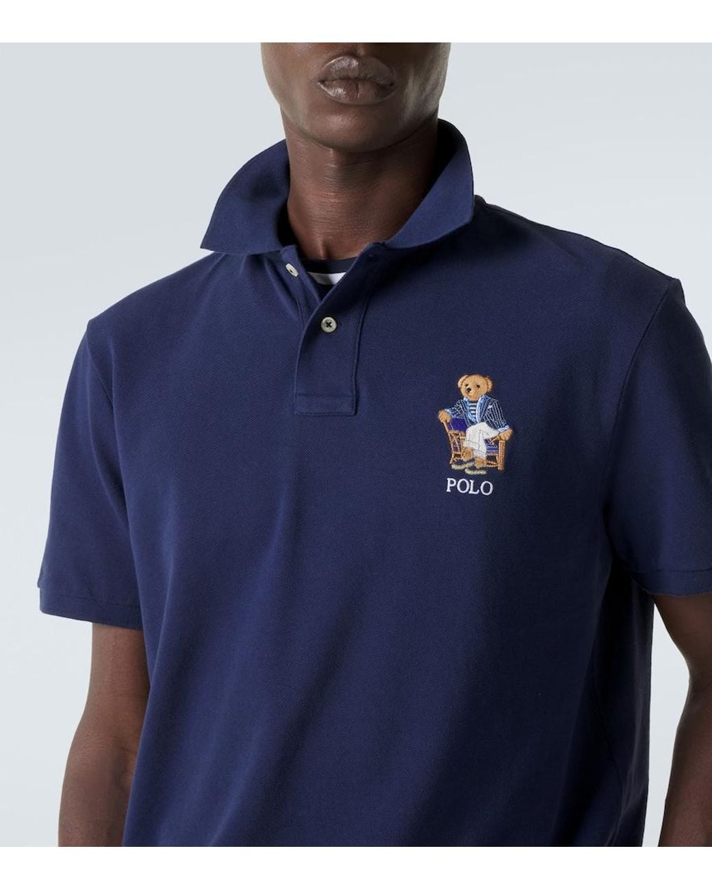 Polo Ralph Lauren Blue Polo Bear Cotton Pique Polo Shirt for men