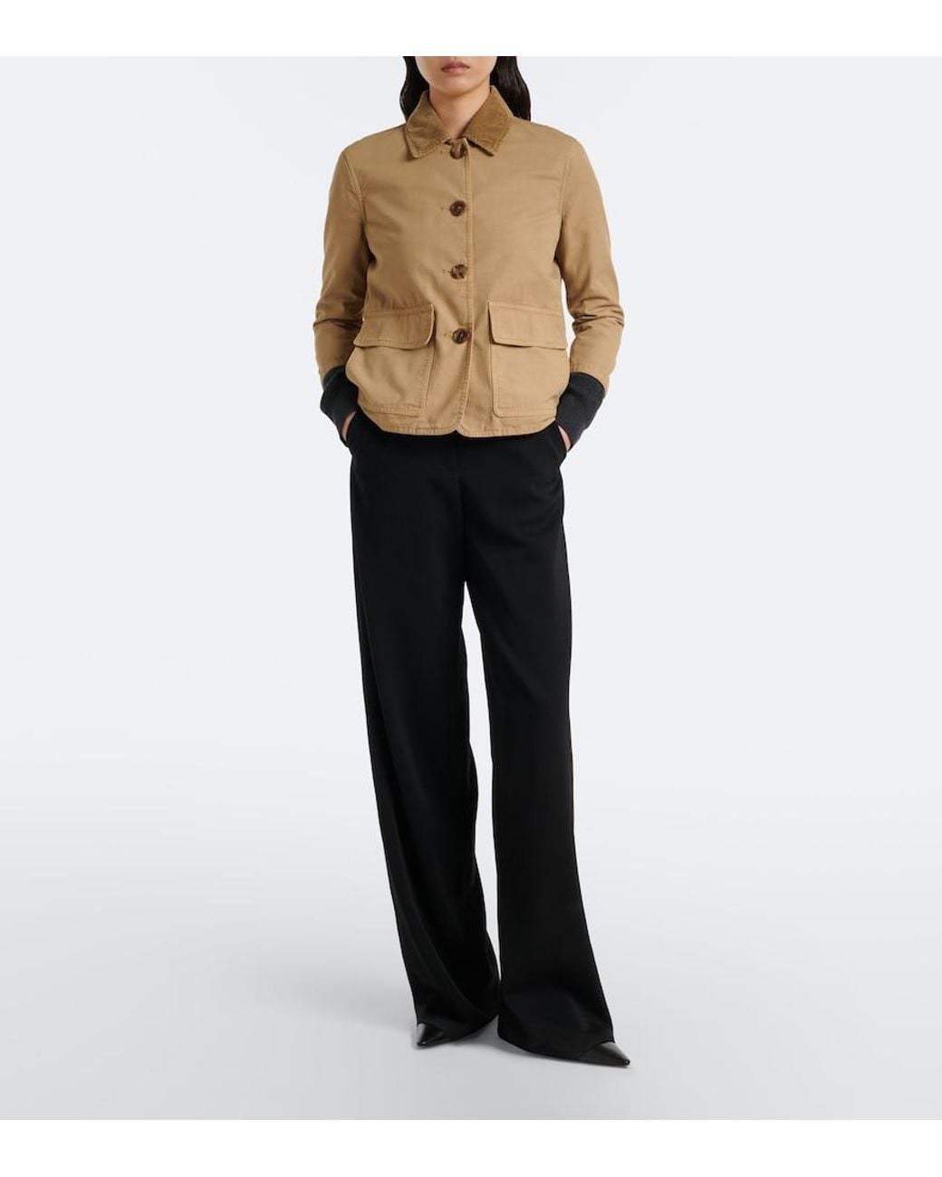 The Row Natural Benka Corduroy-Trimmed Cotton Jacket