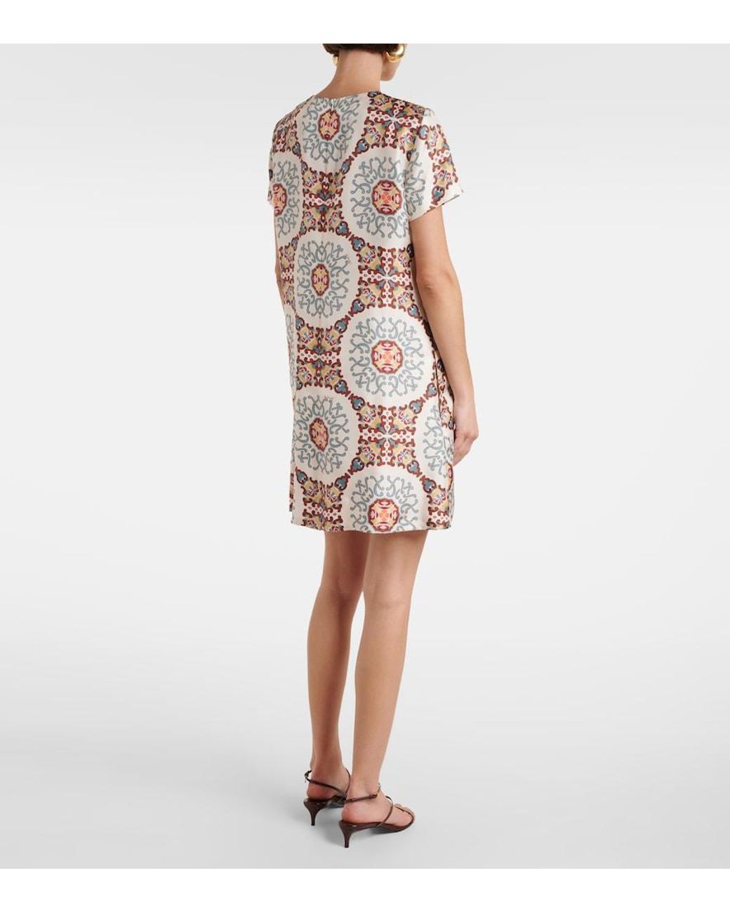 LaDoubleJ Multicolor Swing Printed Silk Satin Minidress