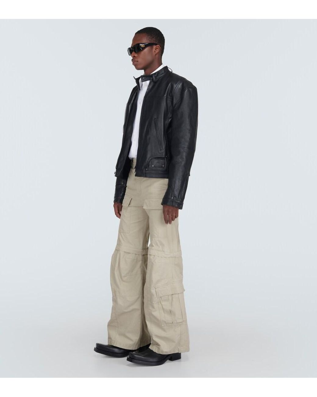 Balenciaga Hybrid Flared Cotton Cargo Pants in Natural for Men | Lyst