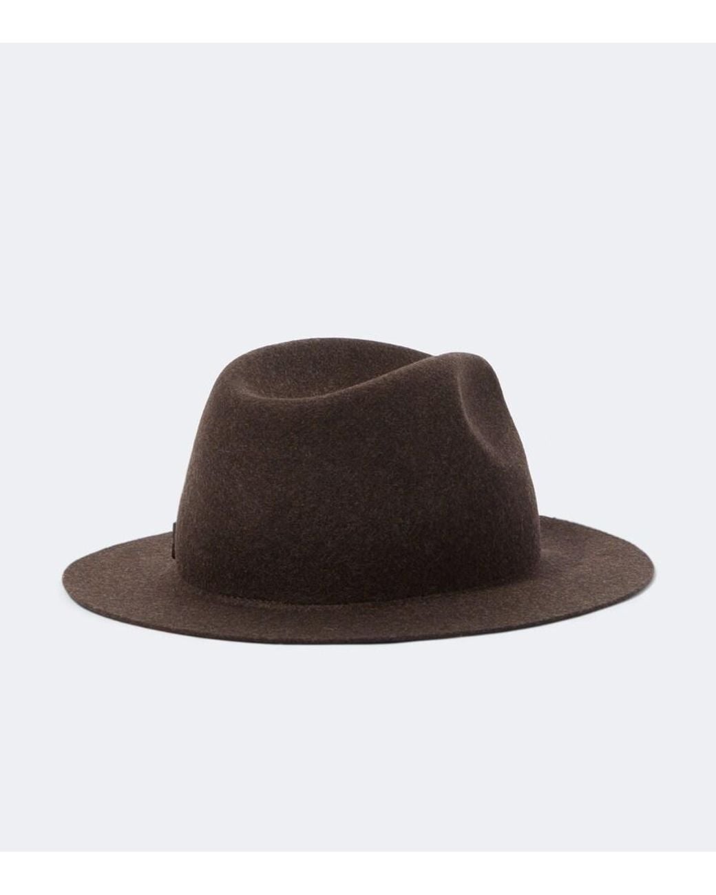 Zegna Brown Leather-Trimmed Wool Fedora for men