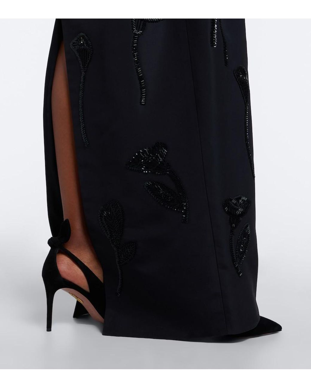 Carolina Herrera Black Embellished Strapless Silk Bustier Gown