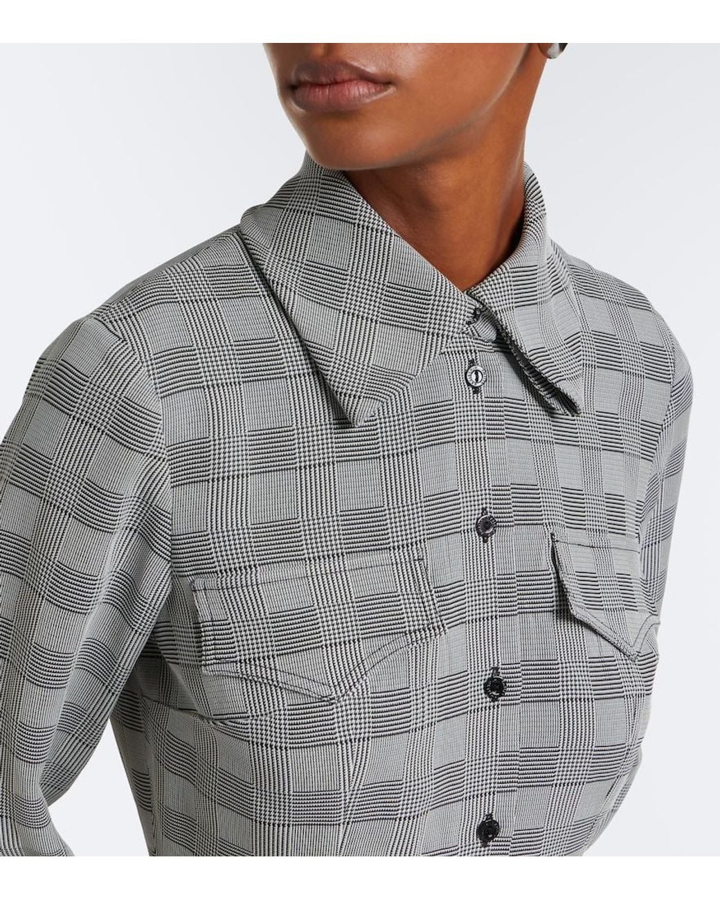 Emilia Wickstead Gray Caliste Checked Shirtdress