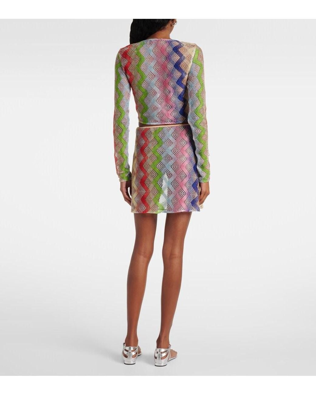 Minifalda De Croche En Zigzag Missoni de color Pink